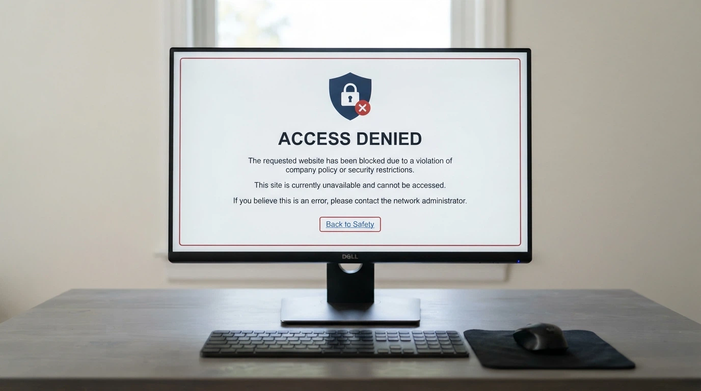 A browser window displaying an ACMA-blocked-site notice with the Australian Government crest and text explaining the site is an illegal gambling service