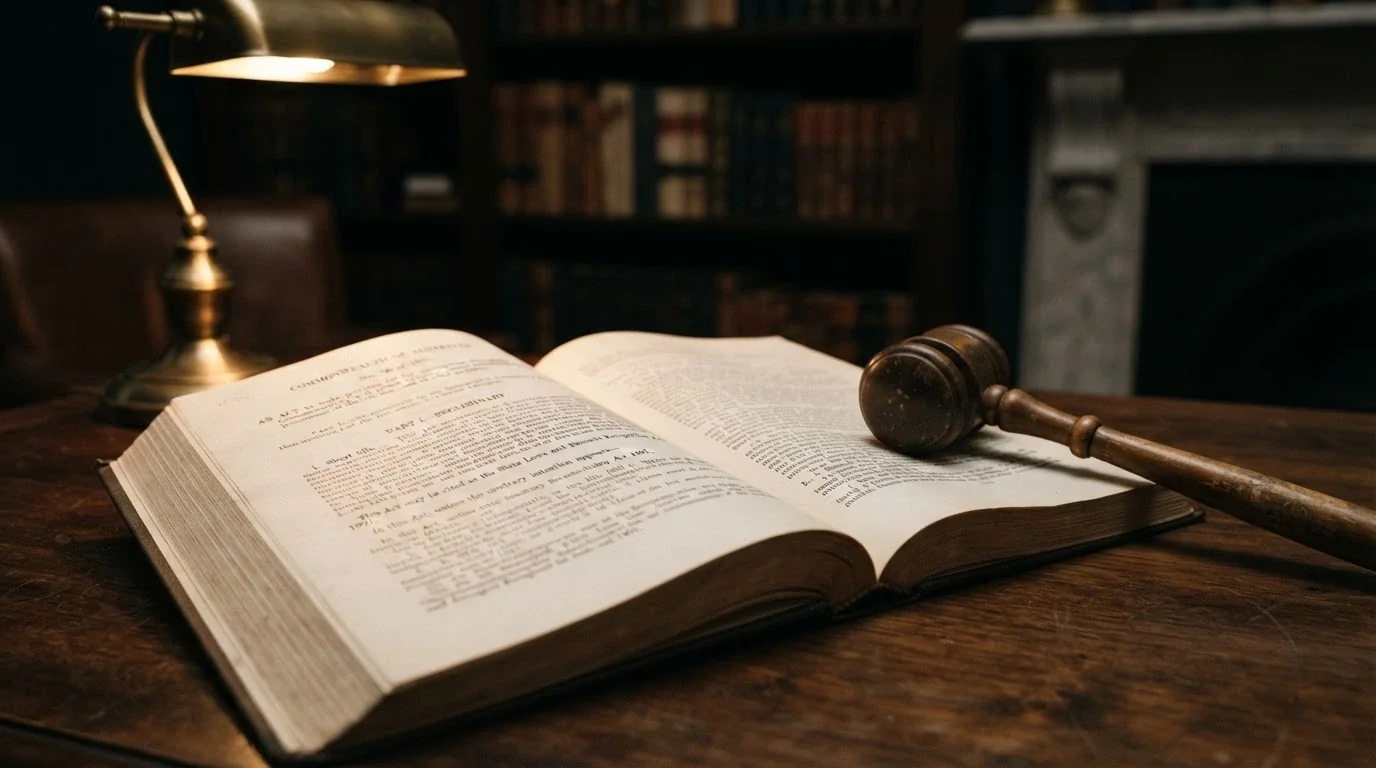 A copy of the Interactive Gambling Act 2001 beside a gavel on a wooden desk