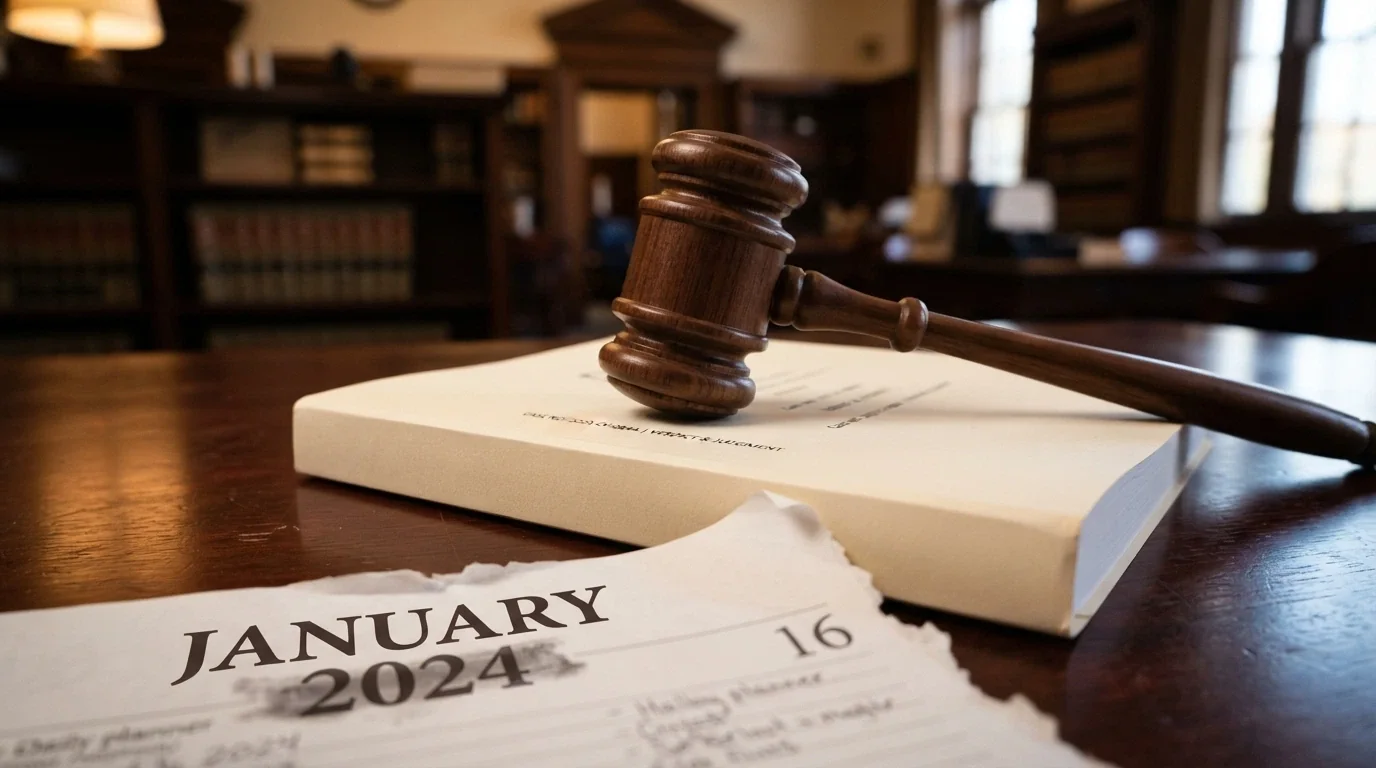 A gavel resting on a document titled Interactive Gambling Act 2001, with a calendar page showing January in the foreground