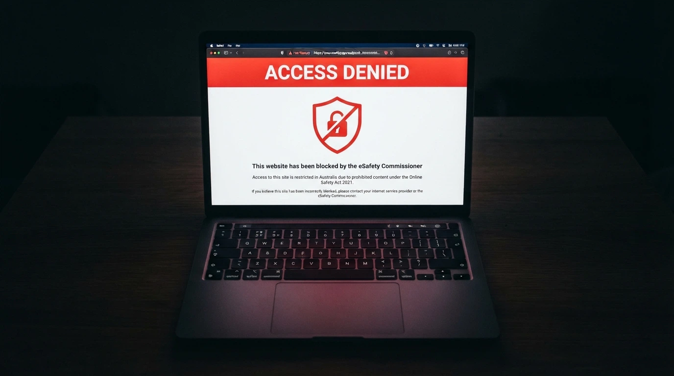 A regulatory warning screen or a blocked-website notice from an ISP