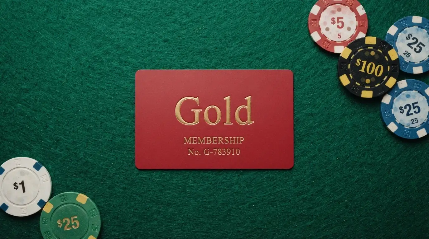 Infinity Rewards membership card on a casino table surface, casino branding visible