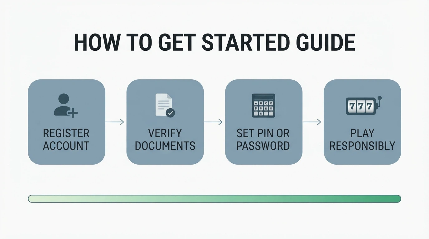 A diagram showing the four-step no-deposit bonus claim pathway — sign-up, verify identity, enter code, play with restricted games