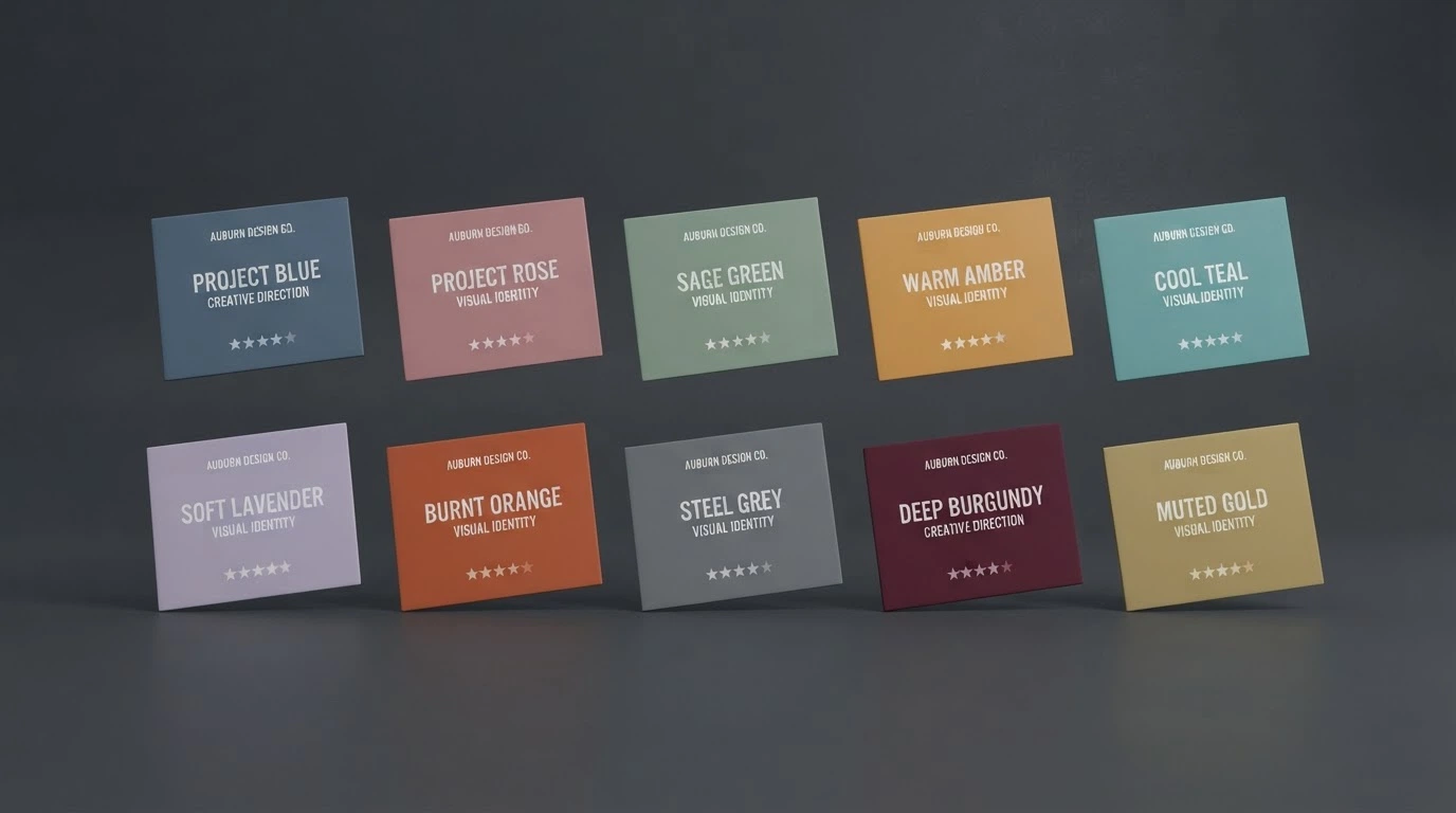 A side-by-side grid of ten casino-brand placeholder cards arranged on a dark background, each showing a different colour accent and a star rating, suggesting comparison without naming any specific brand