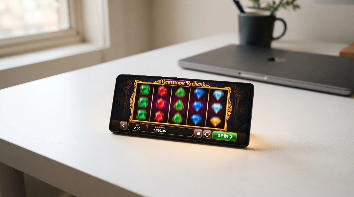 A row of smartphone screens each showing a different pokies app lobby, arranged side by side to suggest comparison