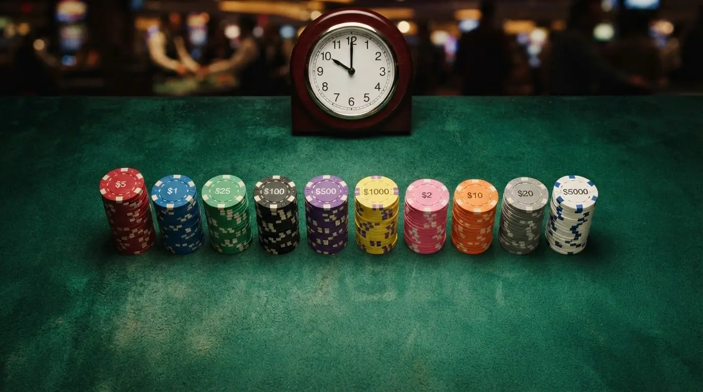 A grid of ten casino-brand placeholder tiles with a clock and a dollar figure beneath each one, ranked from fastest to slowest