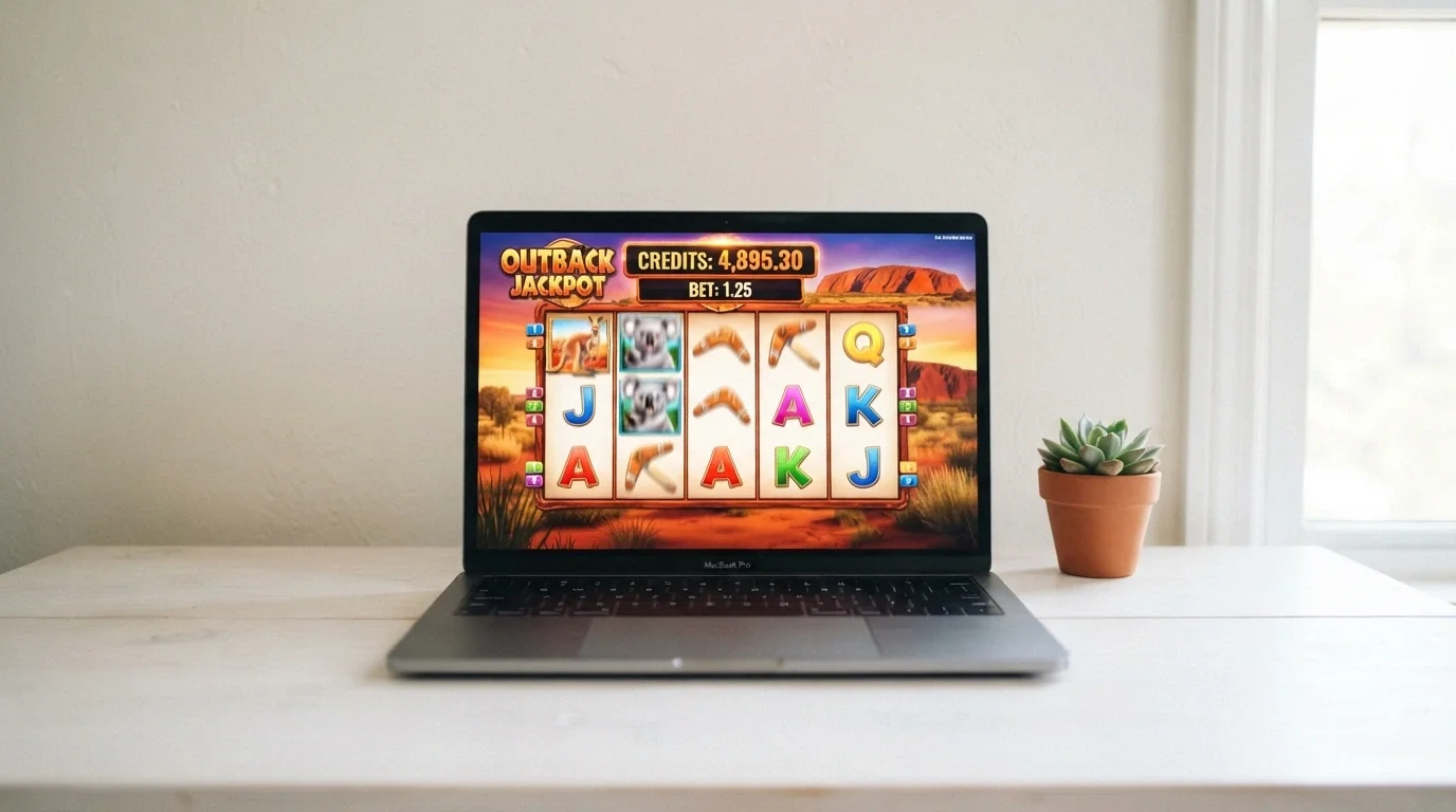 A browser window or mobile screen showing a free-play Aristocrat pokie in demo mode, with a visible virtual-credit balance